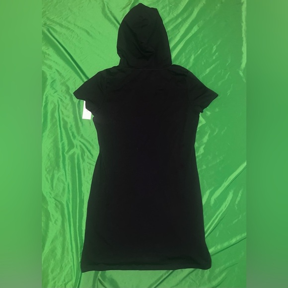 NWT Calvin Klein Black Hoodie Dress with Gold Logo size Large- Flaw - Picture 2 of 8